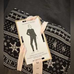Victoria's Secret Black and White Thermal Pajama Set